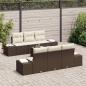Preview: 7-teiliges Garten-Sofa-Set mit Kissen Braun Poly Rattan