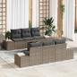 Preview: ARDEBO.de - 7-teiliges Garten Sofa Set mit Kissen Grau Poly Rattan