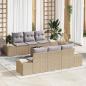Preview: ARDEBO.de - 7-teiliges Garten Sofa Set mit Kissen Beige Poly Rattan