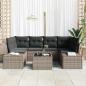 Preview: 7-teiliges Garten-Sofa-Set mit Kissen Grau Poly-Rattan