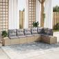 Preview: ARDEBO.de - 6 Teiliges Garten Sofa Set mit Kissen Beige Poly Rattan