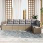 Preview: 6 Teiliges Garten Sofa Set mit Kissen Beige Poly Rattan