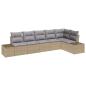Preview: 6 Teiliges Garten Sofa Set mit Kissen Beige Poly Rattan