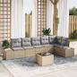 Preview: ARDEBO.de - 7-teiliges Garten Sofa Set mit Kissen Schwarz Poly Rattan