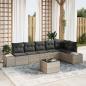 Preview: ARDEBO.de - 7-teiliges Garten-Sofa-Set mit Kissen Grau Poly Rattan