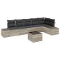 Preview: 7-teiliges Garten-Sofa-Set mit Kissen Grau Poly Rattan