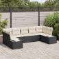 Preview: ARDEBO.de - 7-teiliges Garten-Sofaset mit Kissen Schwarz Poly-Rattan
