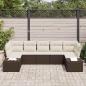 Preview: 7-teiliges Garten-Sofa-Set mit Kissen Braun Poly-Rattan