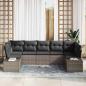 Preview: 7-teiliges Garten-Sofa-Set mit Kissen Grau Poly-Rattan