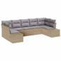 Preview: 7-teiliges Garten-Sofa-Set mit Kissen Beige Poly Rattan