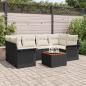 Preview: ARDEBO.de - 7-teiliges Garten-Sofa-Set mit Kissen Schwarz Poly-Rattan Akazie