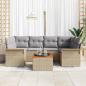 Preview: 7-teiliges Garten Sofa Set mit Kissen Beige Poly Rattan Akazie