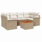 Preview: 7-teiliges Garten Sofa Set mit Kissen Beige Poly Rattan Akazie