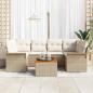 Preview: 7-teiliges Garten Sofa Set mit Kissen Beige Poly Rattan Akazie