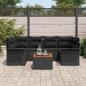 Preview: 7-teiliges Garten-Sofa-Set mit Kissen Schwarz Poly Rattan Akazie