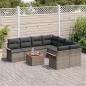 Preview: 9-teiliges Garten Sofa Set mit Kissen Grau Poly-Rattan Akazie
