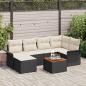 Preview: ARDEBO.de - 7-teiliges Gartensofa Set mit Kissen in Schwarz Poly Rattan Akazie