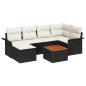Preview: 7-teiliges Gartensofa Set mit Kissen in Schwarz Poly Rattan Akazie