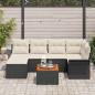 Preview: 7-teiliges Gartensofa Set mit Kissen in Schwarz Poly Rattan Akazie