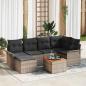 Preview: ARDEBO.de - 7-teiliges Garten-Sofa-Set mit Kissen Grau Poly-Rattan Akazie