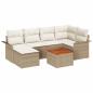 Preview: 7-teiliges Garten Sofa Set mit Kissen Beige Poly Rattan Akazie