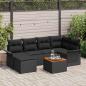 Preview: ARDEBO.de - 7-teiliges Garten Sofa Set mit Kissen Schwarz Poly Rattan Akazie