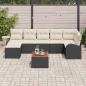 Preview: 8-teiliges Garten Sofa Set mit Kissen Schwarz Poly Rattan Akazie