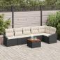Preview: ARDEBO.de - 7-teiliges Garten Sofa Set mit Kissen Schwarz Poly Rattan Akazie