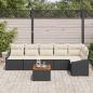 Preview: 7-teiliges Garten Sofa Set mit Kissen Schwarz Poly Rattan Akazie