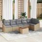 Preview: ARDEBO.de - 7-teiliges Garten Sofa Set mit Kissen Beige Poly Rattan Akazie