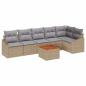 Preview: 7-teiliges Garten Sofa Set mit Kissen Beige Poly Rattan Akazie