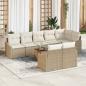 Preview: ARDEBO.de - 9-teiliges Garten Sofaset mit Kissen Beige Poly Rattan Akazie