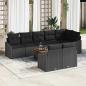 Preview: ARDEBO.de - 9-teiliges Garten Sofa Set mit Kissen Schwarz Poly-Rattan Akazie