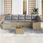 Preview: 8-teiliges Garten-Sofa-Set mit Kissen Beige Poly Rattan Akazie