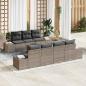 Preview: ARDEBO.de - 8-teiliges Garten-Sofa-Set mit Kissen Grau Poly Rattan Akazie
