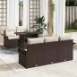 Preview: ARDEBO.de - 6-teiliges Garten-Sofa-Set mit Kissen Braun Poly Rattan