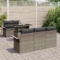 Preview: 6-teiliges Gartensofa Set mit Kissen Grau Poly Rattan