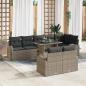Preview: ARDEBO.de - 9-teiliges Garten-Sofa-Set mit Kissen Grau Poly-Rattan