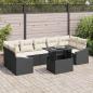 Preview: ARDEBO.de - 8-teiliges Garten-Sofa-Set mit Kissen Schwarz Poly Rattan