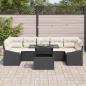 Preview: 8-teiliges Garten-Sofa-Set mit Kissen Schwarz Poly Rattan