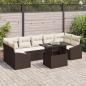 Preview: ARDEBO.de - 8-teiliges Garten Sofa Set mit Kissen braunes Poly-Rattan