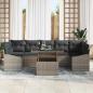 Preview: 8-teiliges Garten-Sofa-Set mit Kissen Grau Poly-Rattan