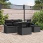 Preview: ARDEBO.de - 6-teiliges Garten-Sofa-Set mit Kissen Schwarz Poly-Rattan