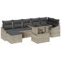 Preview: 8-teiliges Garten Sofa Set mit Kissen in Hellgrau aus Poly Rattan