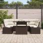 Preview: 7-teiliges Garten Sofaset mit Kissen Braun Poly Rattan
