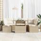 Preview: 7-teiliges Garten Sofa Set mit Kissen Beige Poly Rattan