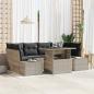Preview: ARDEBO.de - 7-teiliges Garten-Sofa-Set mit Kissen in Hellgrau aus Poly-Rattan