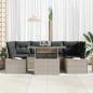 Preview: 7-teiliges Garten-Sofa-Set mit Kissen in Hellgrau aus Poly-Rattan