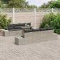Preview: 9-teiliges Garten-Sofa-Set mit Kissen in hellgrauem Poly-Rattan
