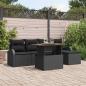Preview: ARDEBO.de - 6-teiliges Garten Essset mit Kissen Schwarz Poly-Rattan Akazie
